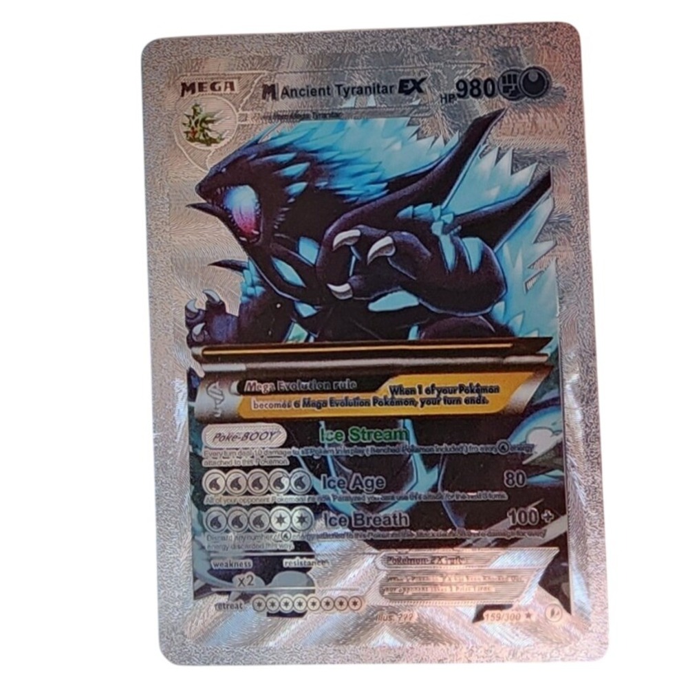Pokemon M Ancient Tyranitar EX Silver Metal Custom Card Proxy Mega Evolution 980